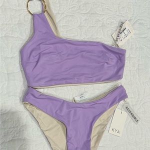 KYA reversible bikini medium lilac/bone new with tags